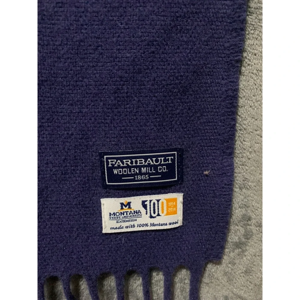 Montana State University Wool Scaft Navy Blue OS Unisex Faribault USA Made EUC